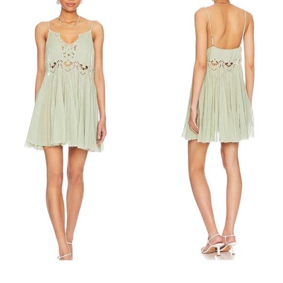 Free People Scales Green Ilektra Slip Mini Dress - Picture 14 of 14